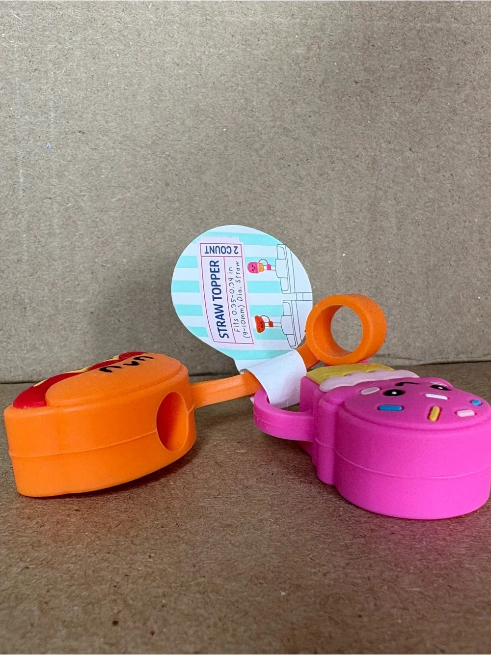NWT Target Bullseye Spot Set of 2 Straw Toppers Ice Cream and Hot Dog